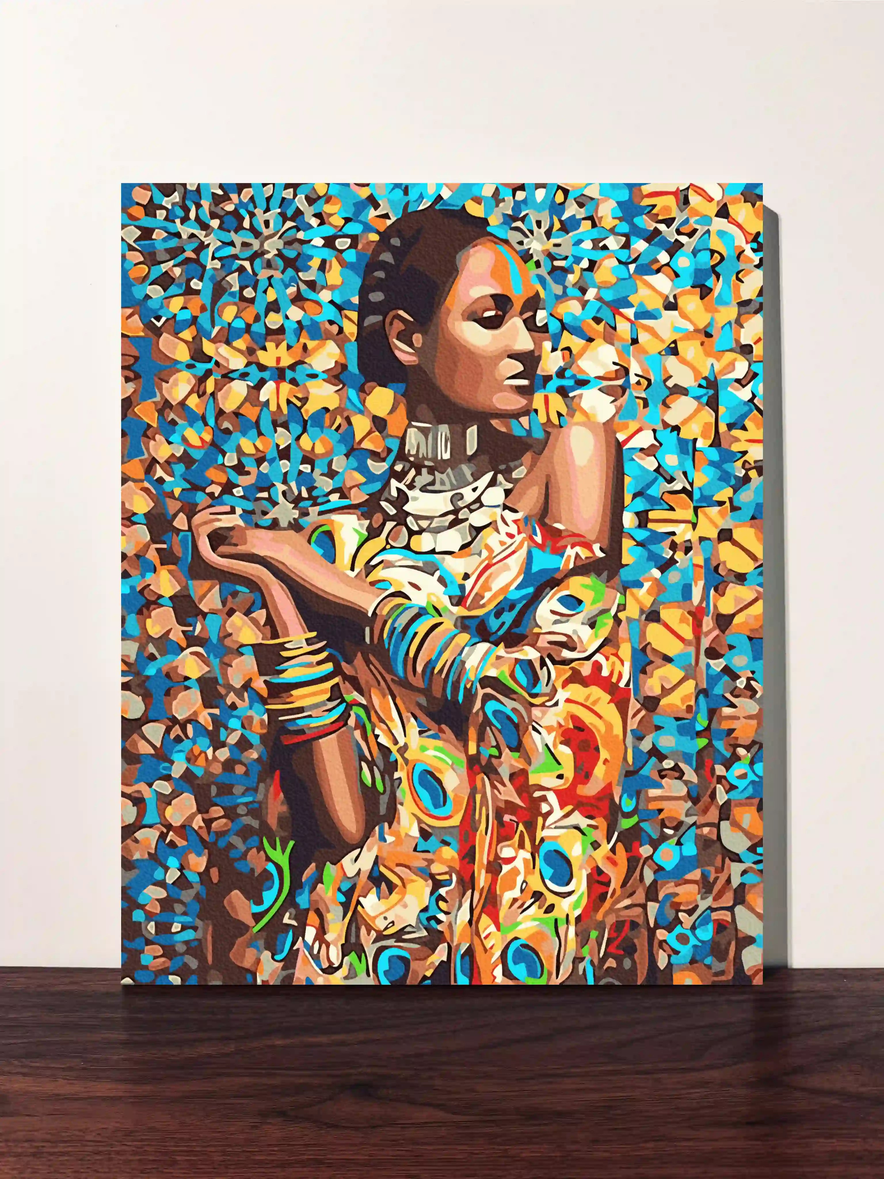 peinture par numero toile tendue femme eclat de couleur