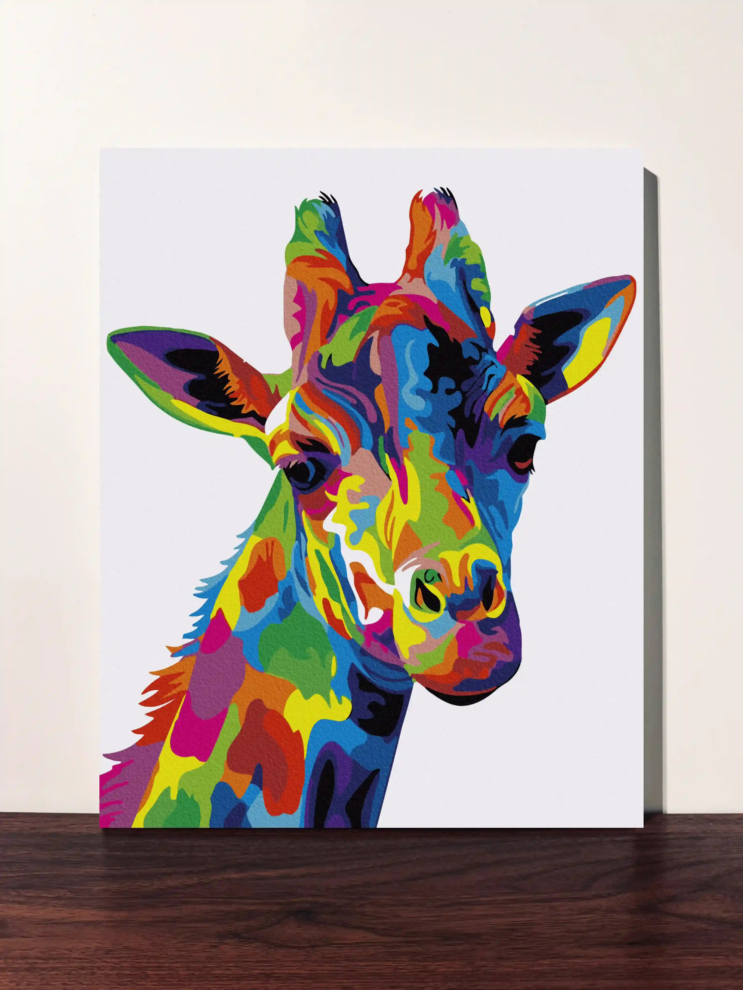 peinture par numero toile tendue girafe pop art