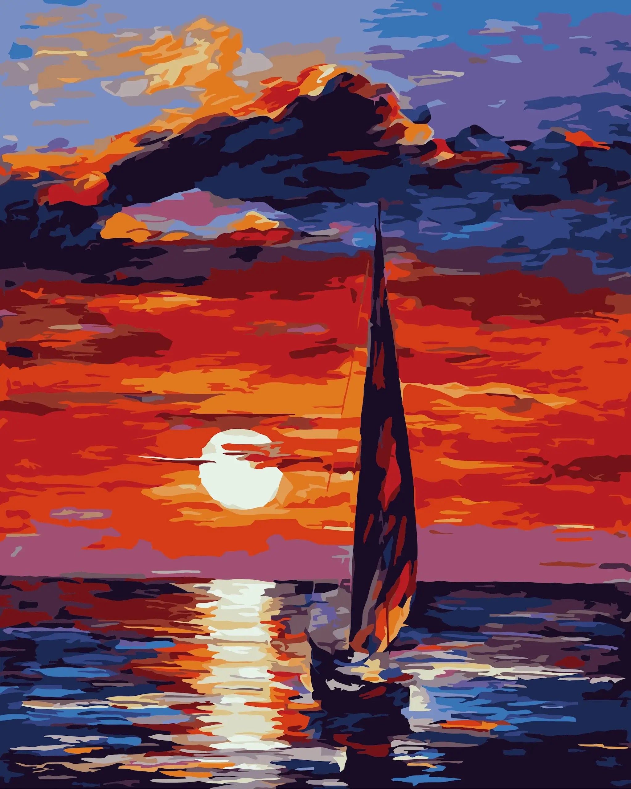 Peinture par numéro Voilier coucher de soleil