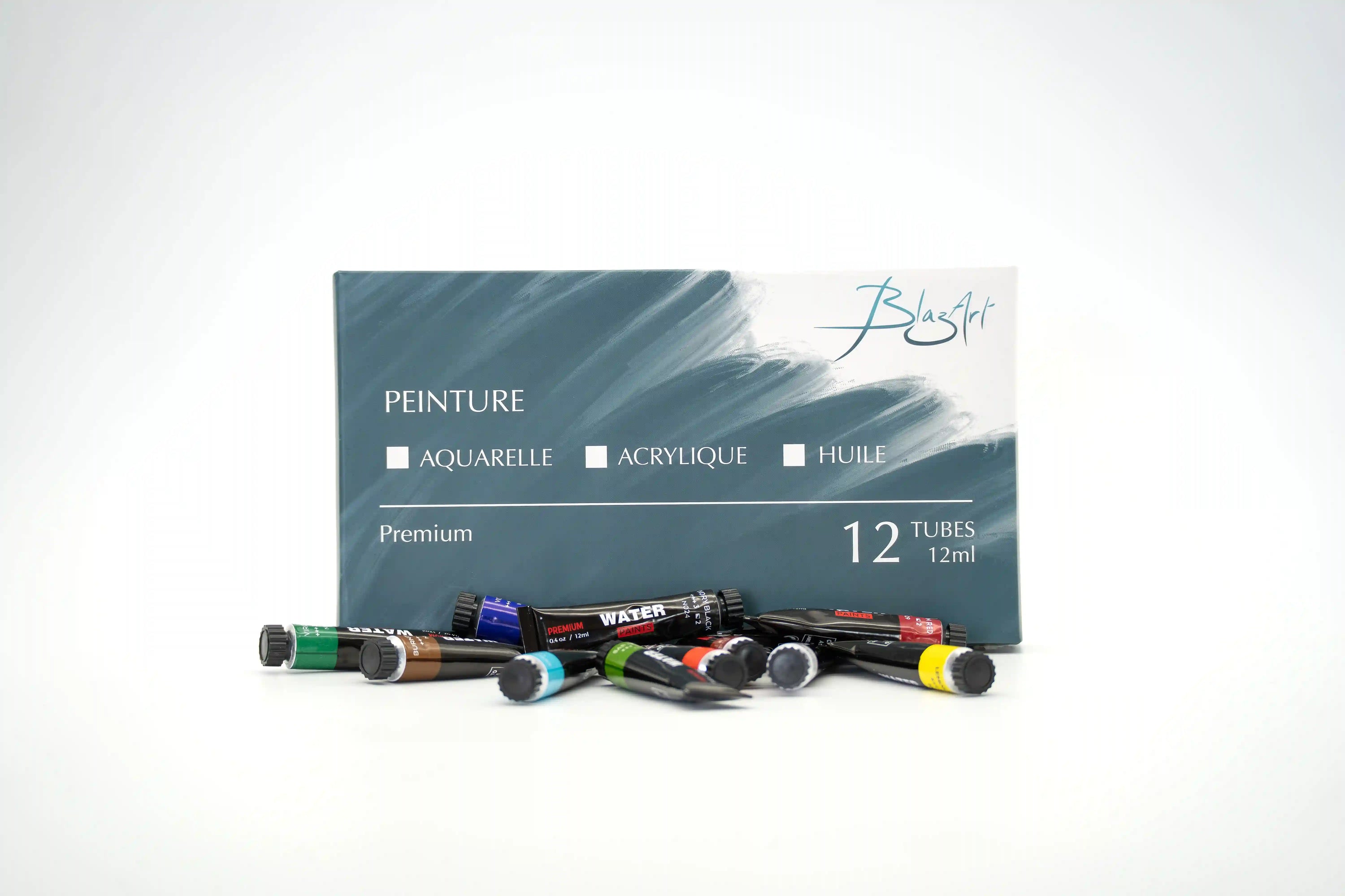 12 tubes peinture aquarelle boite et couleurs