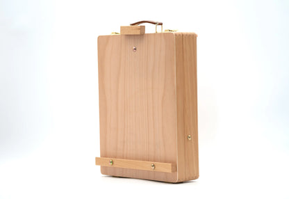 Chevalet de table en bois avec coffre mallette zoom poignée