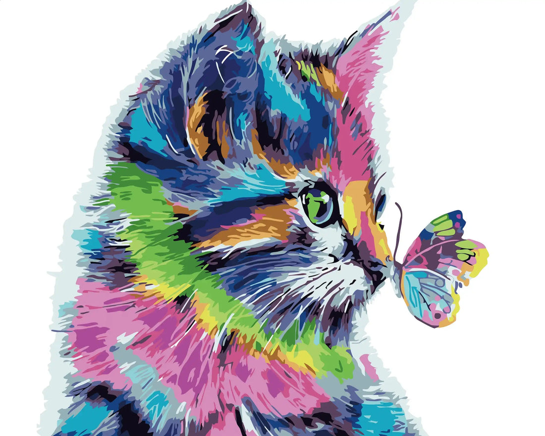 Peinture par numéro Chat rencontre Papillon