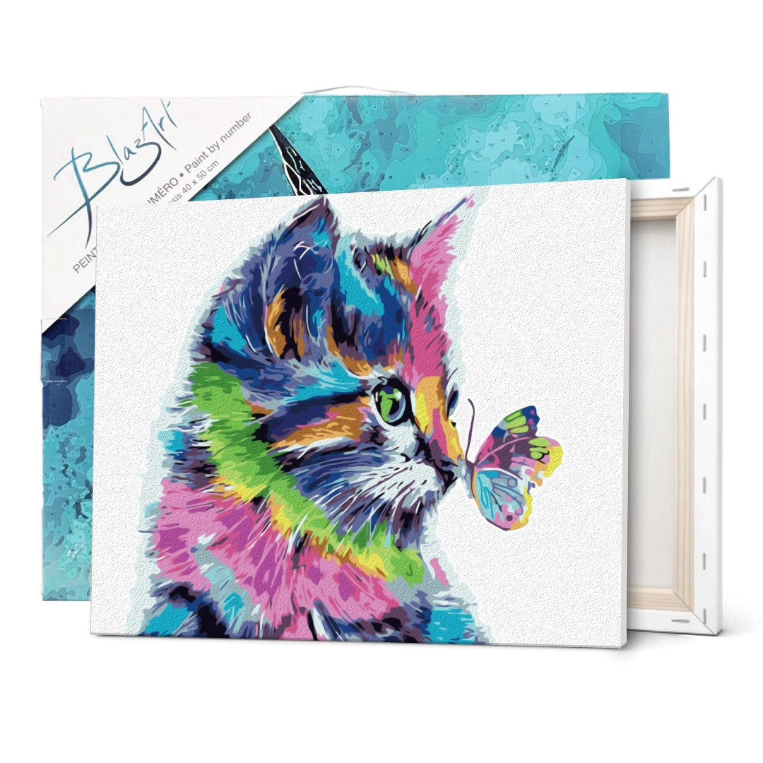Peinture par numéro Chat rencontre Papillon