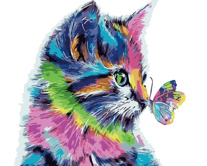 Peinture par numéro Chat rencontre Papillon