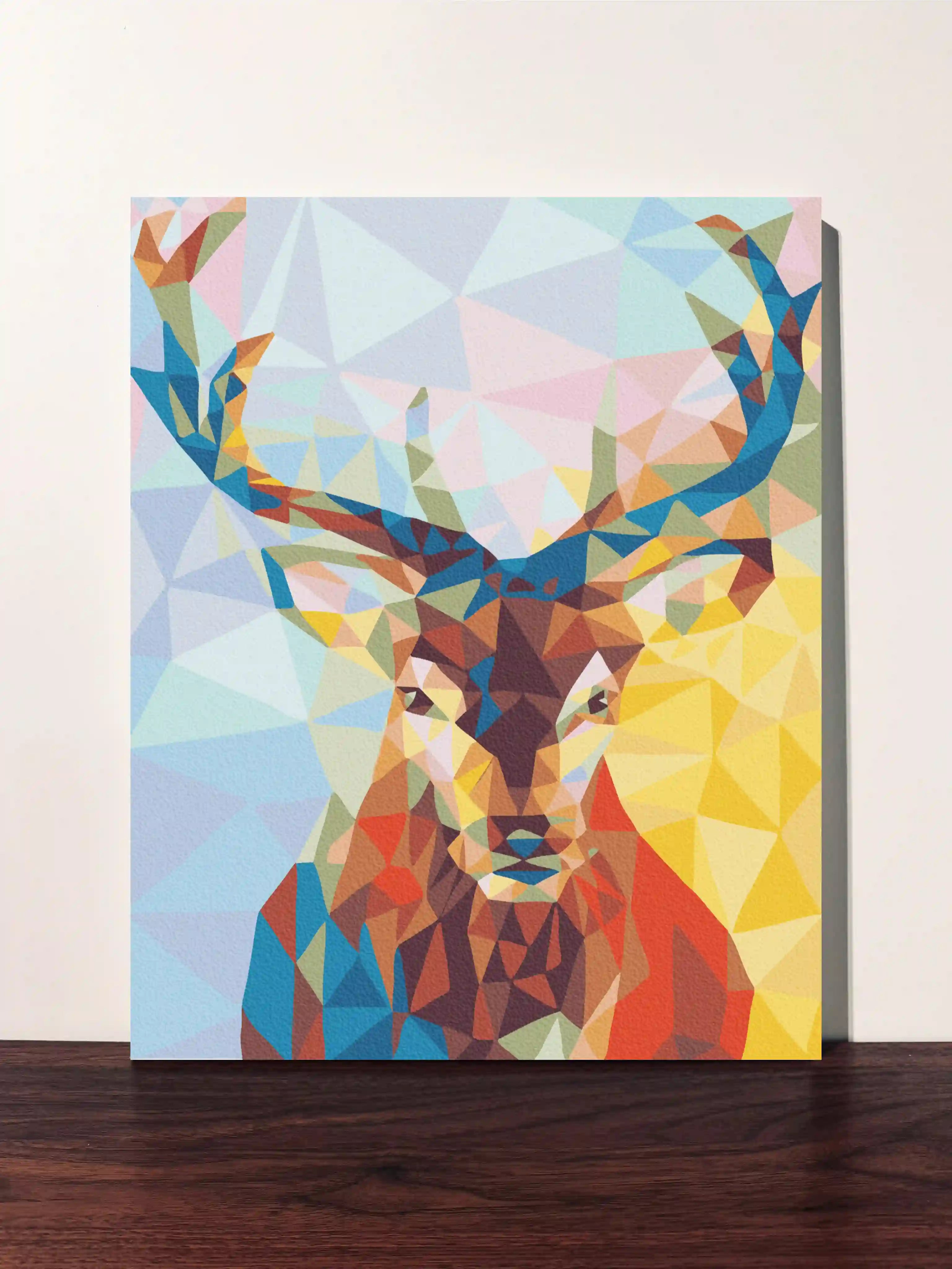 peinture par numero toile tendue cerf geometrique