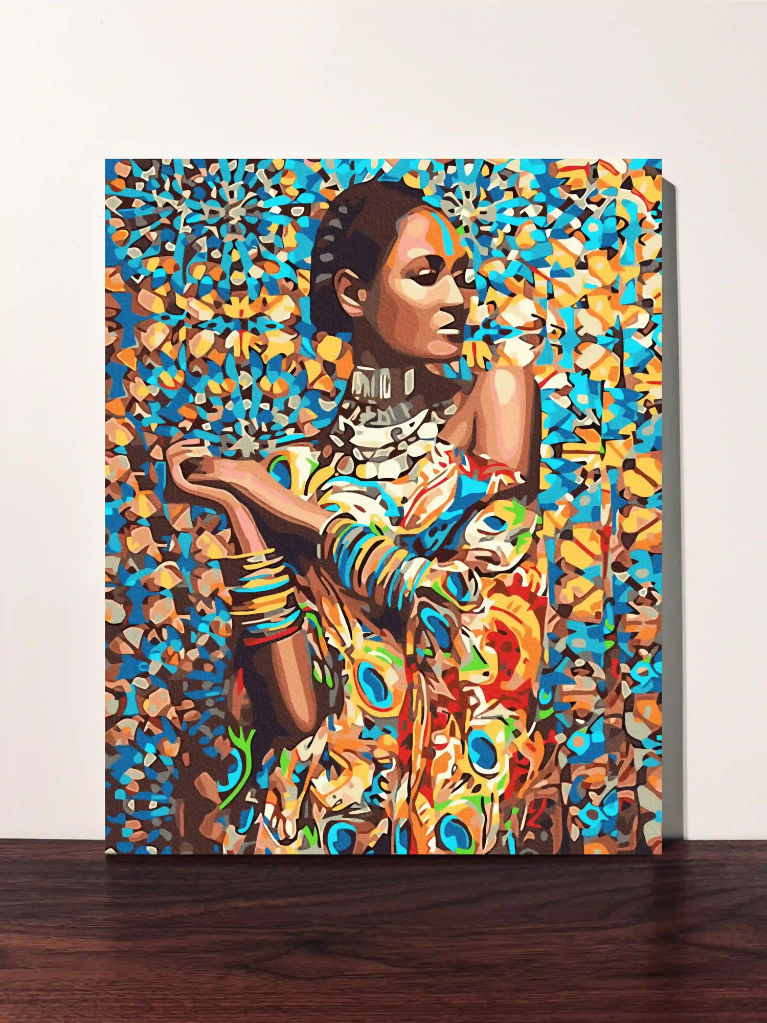 peinture par numero toile tendue femme eclat de couleur