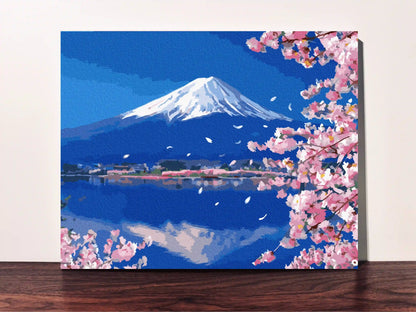 peinture par numero toile tendue japon mont fuji