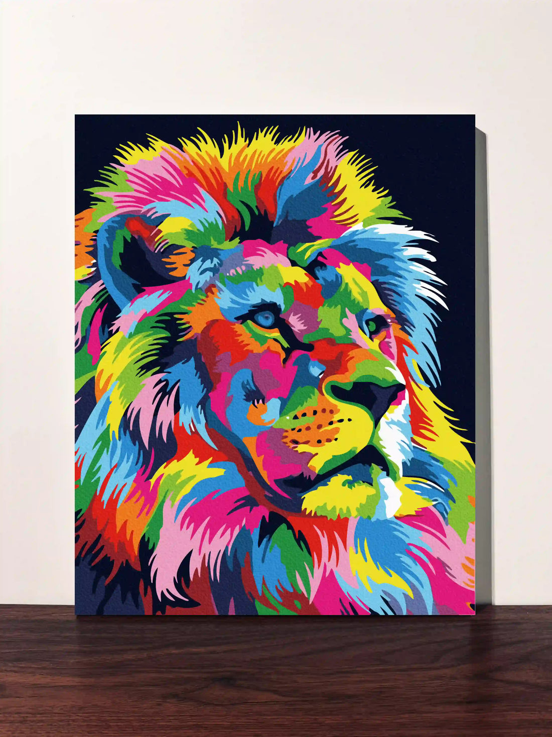 peinture par numero toile tendue lion pop art