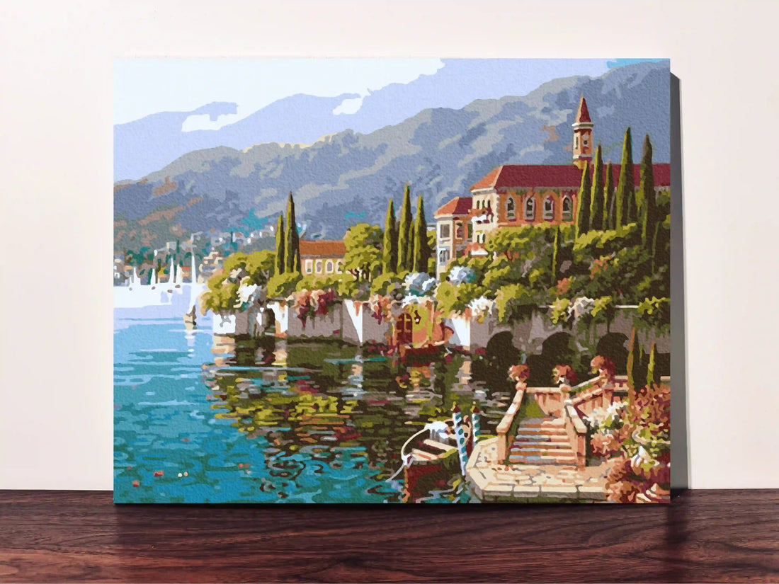 peinture par numero toile tendue paysage riviera