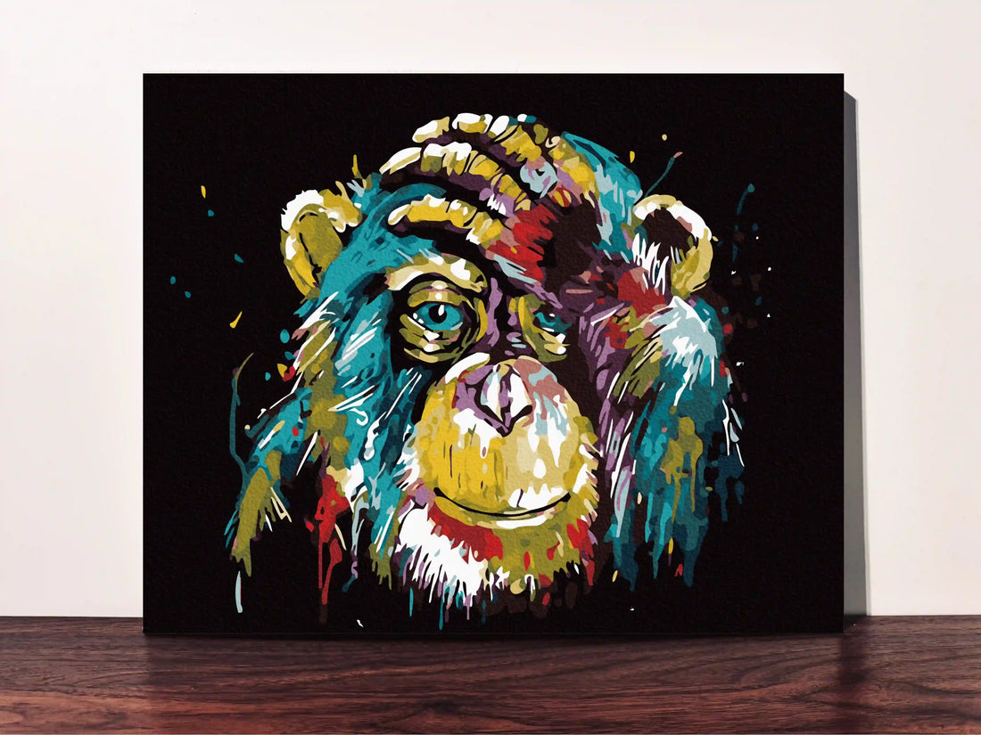 peinture par numero toile tendue singe penseur