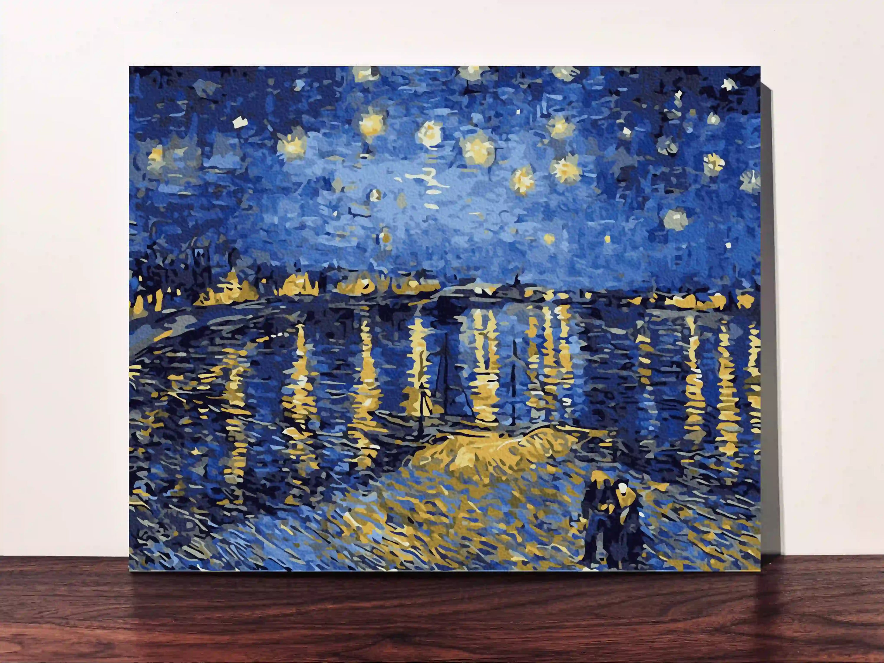 peinture par numero toile tendue van gogh nuit etoilee rhone