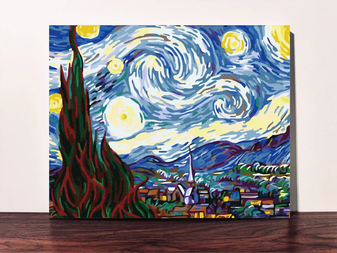 peinture par numero toile tendue van gogh nuit etoilee