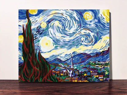 peinture par numero toile tendue van gogh nuit etoilee
