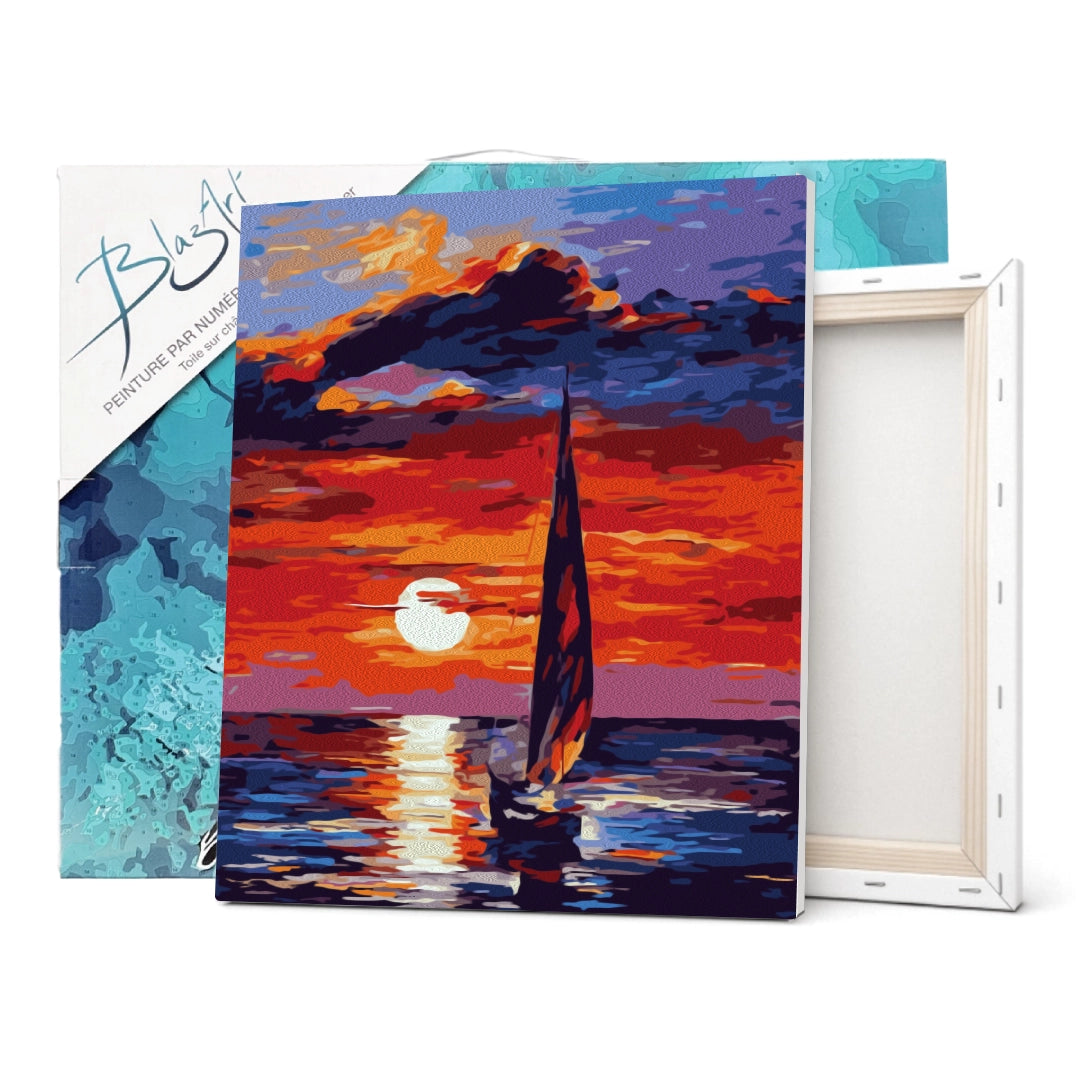 Peinture par numéro Voilier coucher de soleil